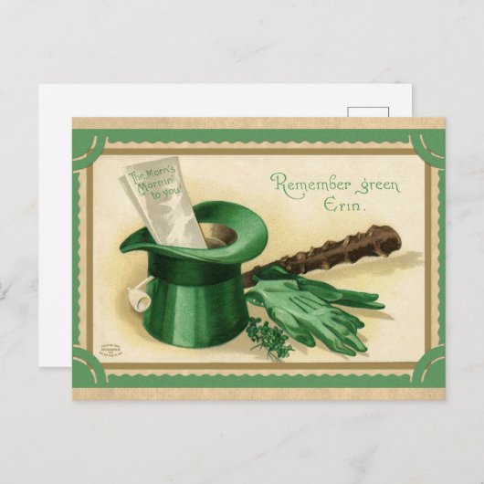 St. Patricks Day Top Hat Green Briefkaart (Voorkant / Achterkant)