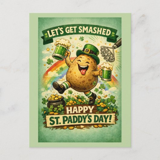 St. Patrick's Day Totgeslagen Aardappel Grappige W Briefkaart (Voorkant)
