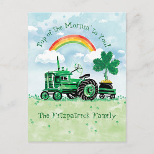 St. Patrick's Day  Tractor Add Name Briefkaart
