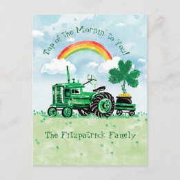 St. Patrick's Day  Tractor Naam toevoegen Briefkaart