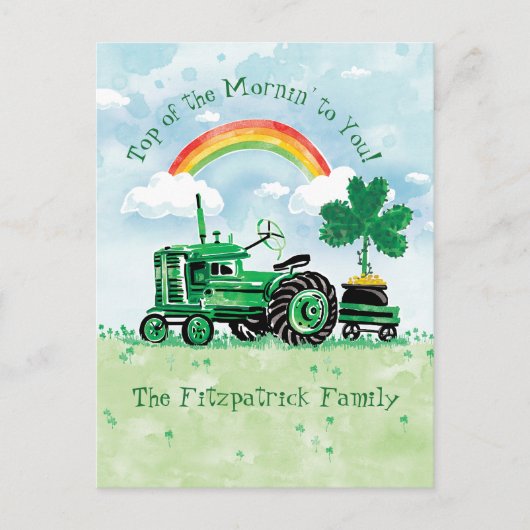 St. Patrick's Day Tractor Naam toevoegen Briefkaart (Voorkant)