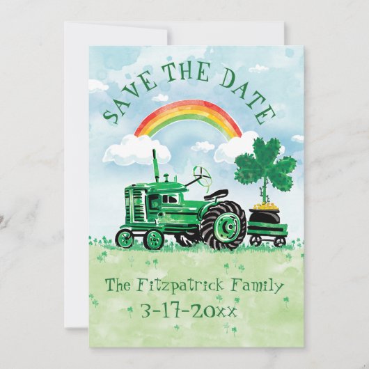 St. Patrick's Day  Tractor Save the Date (Voorkant)