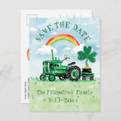 St. Patrick's Day Tractor Save the Date Aankondigingskaart (Voorkant / Achterkant)