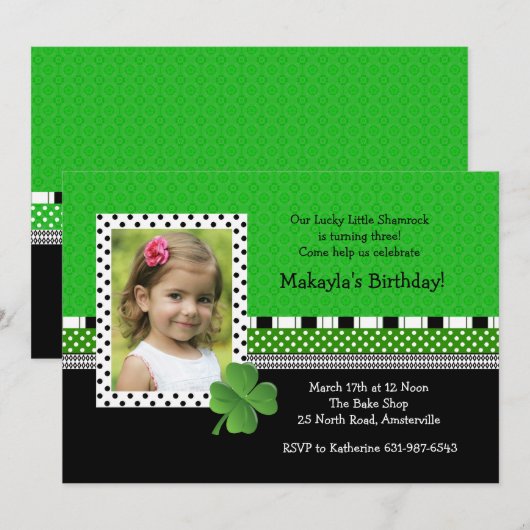 St. Patrick's Day Trendy Foto Uitnodiging (Voorkant / Achterkant)