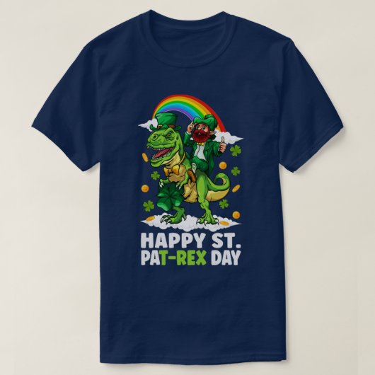 St Patricks Day Trex Dino Leprechaun T Rex Dinosau T-shirt (Design voorkant)