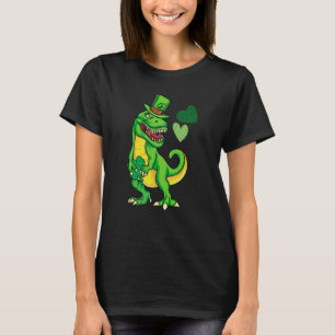 St Patricks Day Trex Dinosaur en St Patricks Day T-shirt