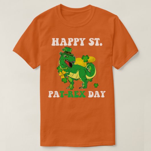 St Patricks Day Trex Dinosaur Shamrock Irish T-shirt (Design voorkant)