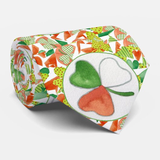 St. Patrick's Day Tri-Color Shamrock Stropdas (Opgerold)