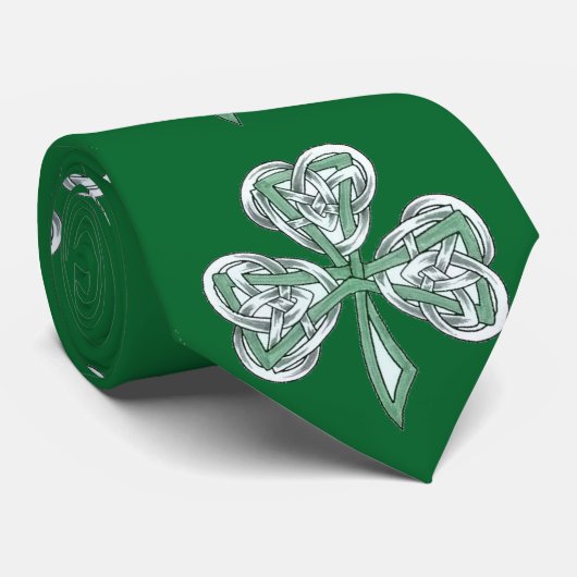 St. Patrick's Day Trinity Knot Shamrock Stropdas (Opgerold)