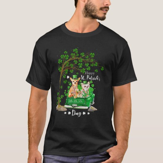 St Patricks Day Truck Chihuahua Family Shamrock Cl T-shirt (Voorkant)