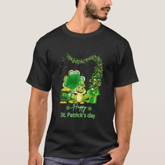 St Patricks Day Truck Frog Shamrock Clover Boys Gi T-shirt (Voorkant)