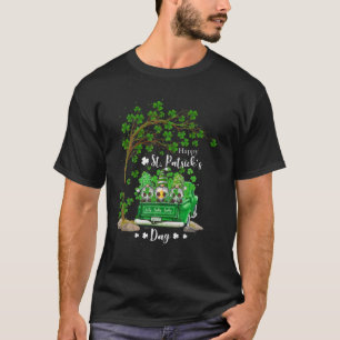 St Patricks Day Truck Gnome Heart Shamrock Clover T-shirt