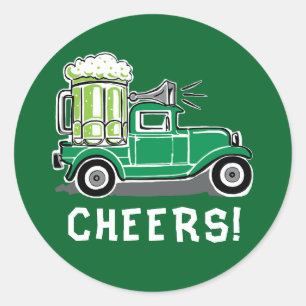 St Patrick's Day  Truck Green Beer Ronde Sticker