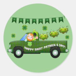 St Patrick's Day Truck Ronde Sticker