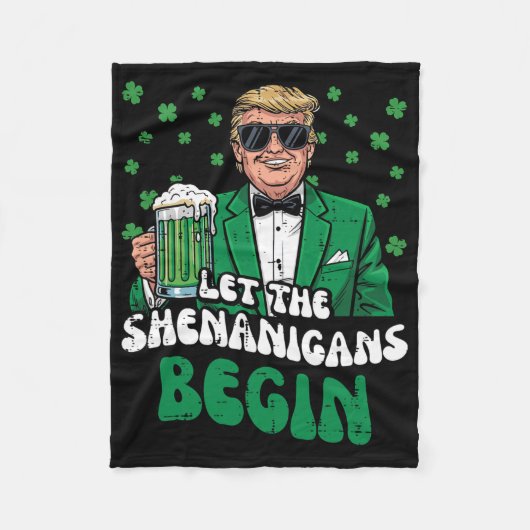St. Patrick's Day Trump Laat Schelmenstreken Begin Fleece Deken (Voorkant)