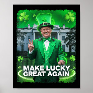 St Patricks Day Trump Leprechaun Pet maakt geluk Poster