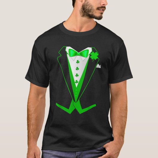 St Patrick's Day Tuxedo Schattige Grappig Kostuum  T-shirt (Voorkant)