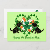 St. Patrick's Day Two Black Labradors Briefkaart (Voorkant / Achterkant)