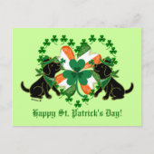 St. Patrick's Day Two Black Labradors Briefkaart (Voorkant)