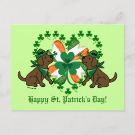 St. Patrick's Day Two Chocolate Labradors Briefkaart