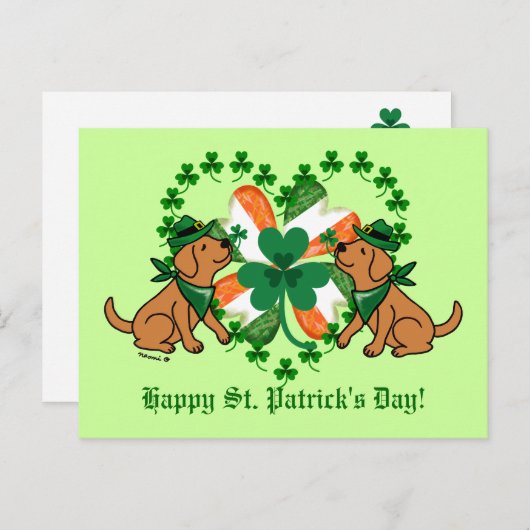 St. Patrick's Day Two Fox Red Labradors Briefkaart (Voorkant / Achterkant)