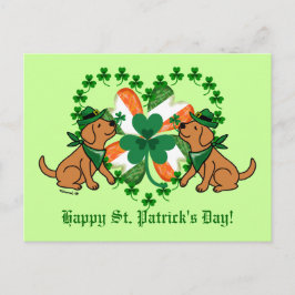 St. Patrick's Day Two Fox Red Labradors Briefkaart