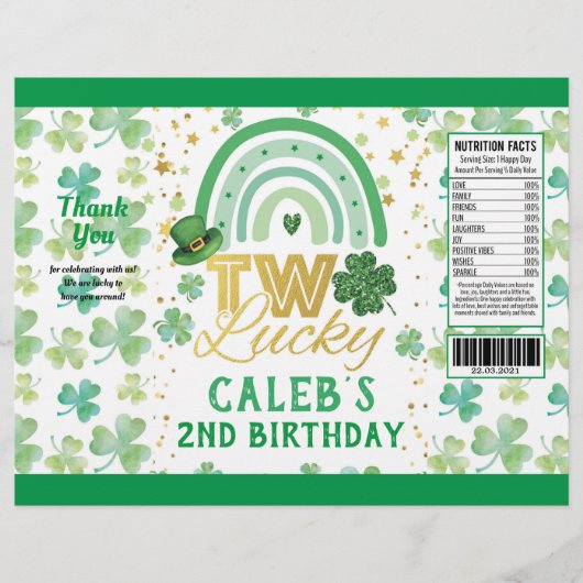 St Patrick's Day Two Lucky Chip Bag Wrapper Flyer (Voorkant)