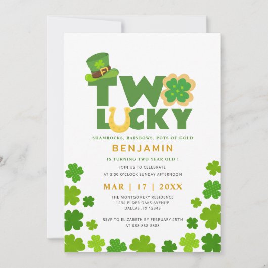 St. Patrick's Day Two Lucky Shamrocks 2e verjaarda Kaart (Voorkant)