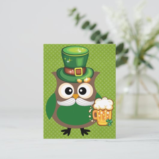 St. Patrick's Day Uil Briefkaart (Staand voorkant)