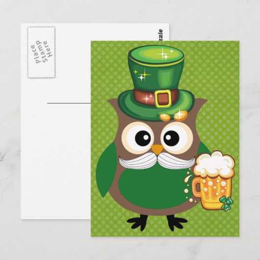 St. Patrick's Day Uil Briefkaart (Voorkant / Achterkant)