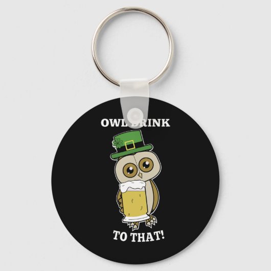 St Patricks Day Uil drink op die grappige Sleutelhanger (Voorkant)