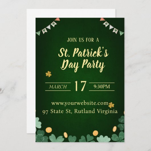 St Patricks Day uitnodiging (Voorkant / Achterkant)