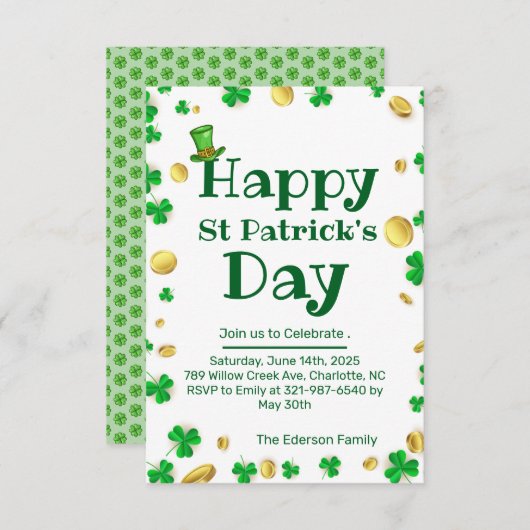 St. Patrick's Day Uitnodiging (Voorkant / Achterkant)