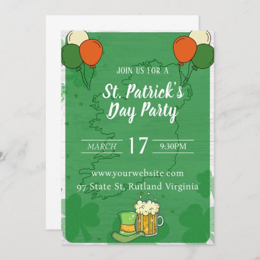 St Patricks Day uitnodiging (Voorkant / Achterkant)