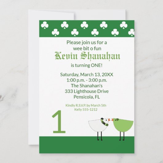 St. Patrick's Day Uitnodiging op zondag (Voorkant)