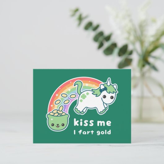 St. Patrick's Day Unicorn Briefkaart (Staand voorkant)