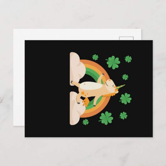 St Patricks Day Unicorn Briefkaart (Voorkant / Achterkant)