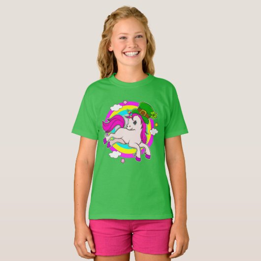 St Patricks Day Unicorn Leprechaun T-shirt (Voorkant volledig)