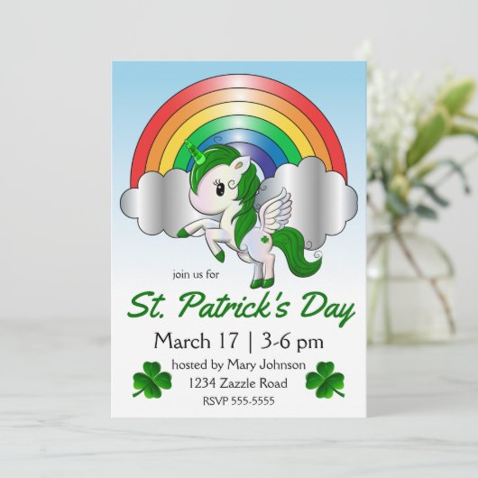 St. Patrick's Day Unicorn Pegasus Kaart (Staand voorkant)