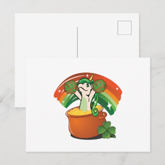 St. Patrick's Day Unicorn - Saint Patrick's Briefkaart (Voorkant / Achterkant)