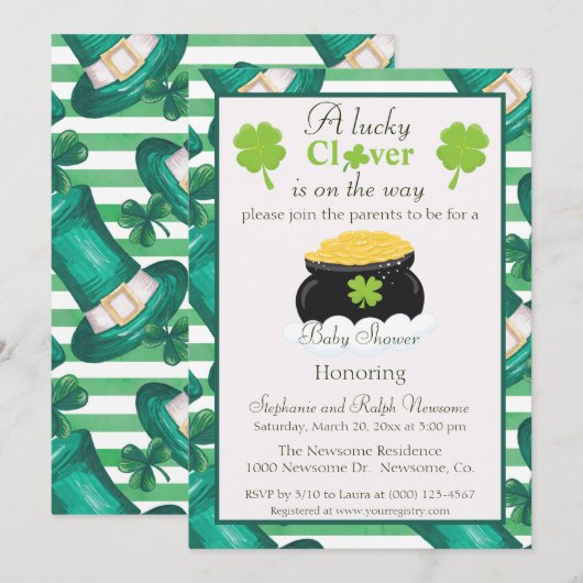 St. Patrick's Day Unisex Baby shower Kaart (Voorkant / Achterkant)