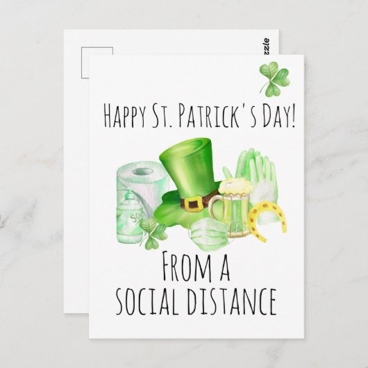 St. Patrick's Day van sociale afstand Covid Briefkaart (Voorkant / Achterkant)