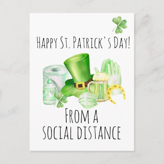 St. Patrick's Day van sociale afstand Covid Briefkaart (Voorkant)