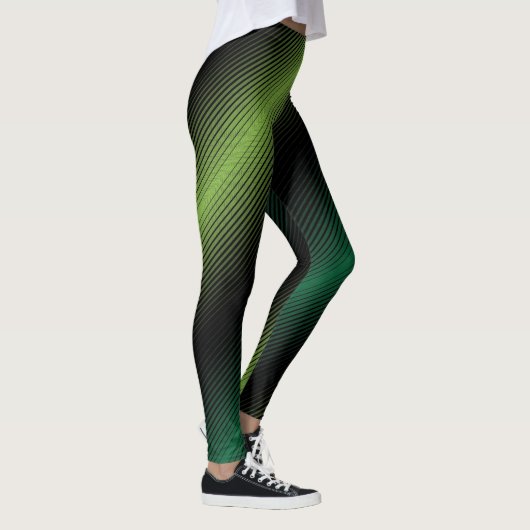 St Patricks Day Variable Green Lines Leggings (Rechts)