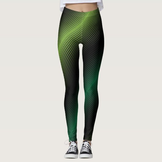 St Patricks Day Variable Green Lines Leggings (Voorkant)