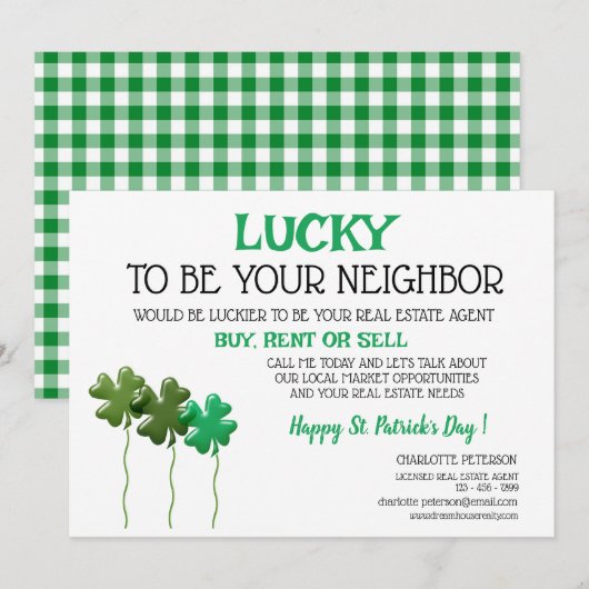 St. Patrick's Day Vastgoed Promotie  Feestdagenkaart (Voorkant / Achterkant)