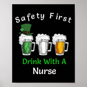 St Patricks Day - Veiligheid eerste Drink met een  Poster