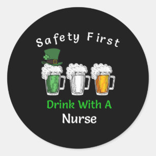 St Patricks Day - Veiligheid eerste Drink met een Ronde Sticker