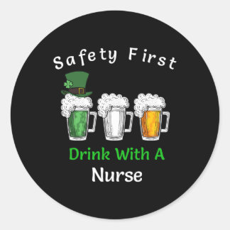 St Patricks Day - Veiligheid eerste Drink met een  Ronde Sticker