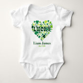 St. Patrick's Day Verjaardag Lucky Heart Aangepast Romper (Voorkant)